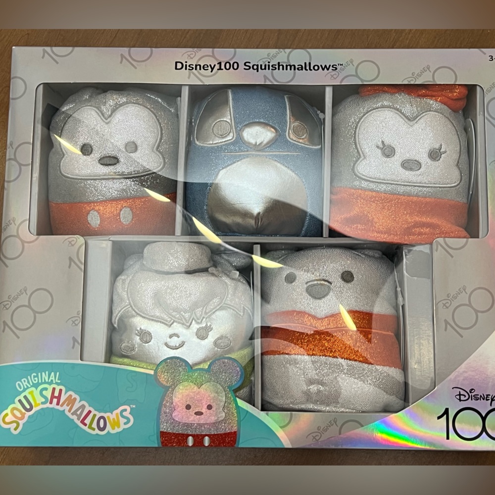 Mickey Minnie squishmellows Disney 100 NEW in box Stitch Tinkerbell Pooh